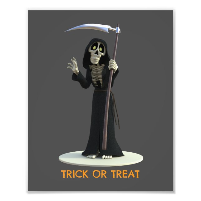 Trick or Treat. Cartoon Grim Reaper Fotodruck (Vorne)