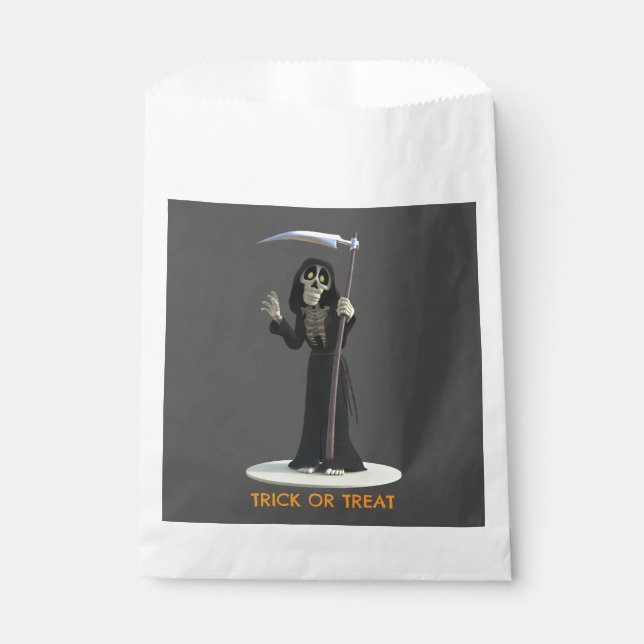 Trick or Treat. Cartoon Grim Reaper Geschenktütchen (Vorderseite)