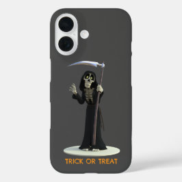 Trick or Treat. Cartoon Grim Reaper iPhone 16 Hülle
