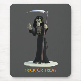 Trick or Treat. Cartoon Grim Reaper Mousepad