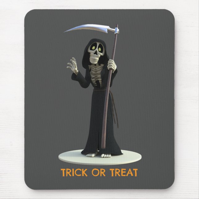 Trick or Treat. Cartoon Grim Reaper Mousepad (Vorne)