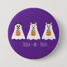 Trick or Treat Corgi Ghost Hunde Halloween Button