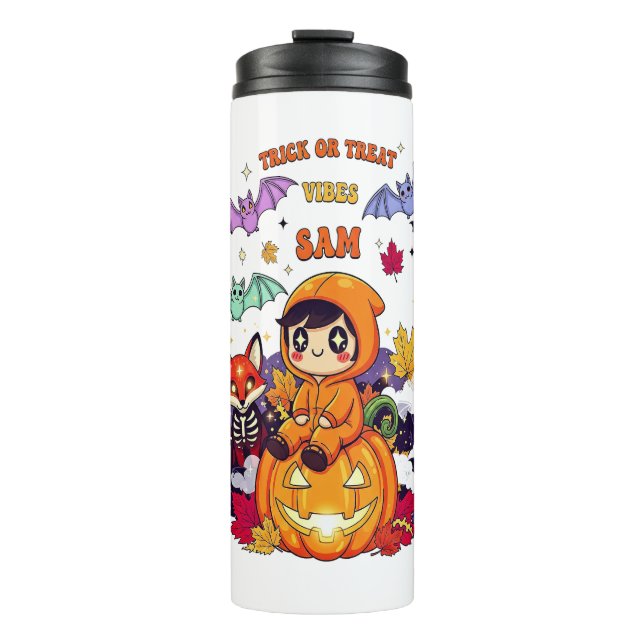 Trick or Treat Cute Halloween Thermosbecher (Vorderseite)