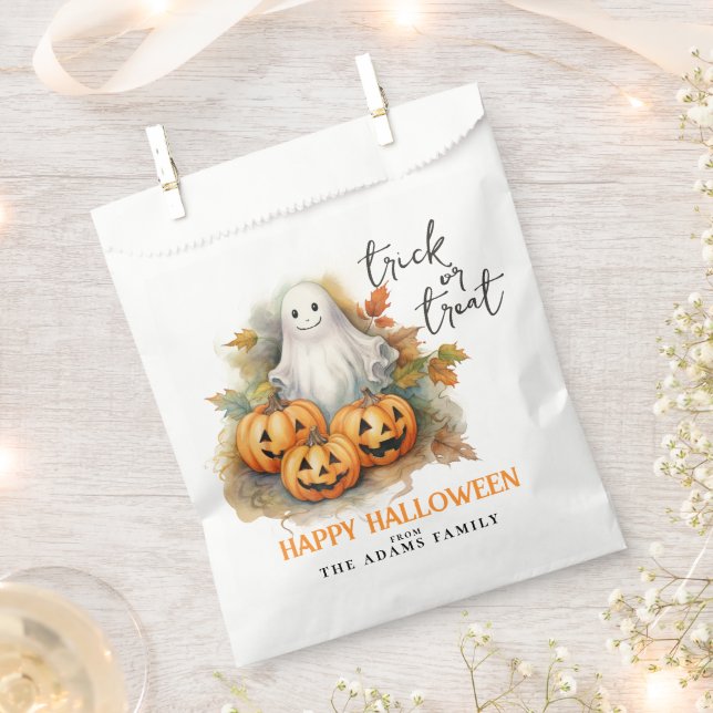 Trick or Treat Ghost Individuelle Name Happy Hallo Geschenktütchen (Ausgeschnitten)