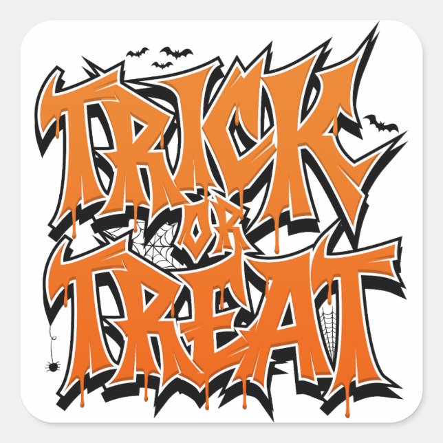 Trick Or Treat Graffiti Quadratischer Aufkleber (Vorderseite)