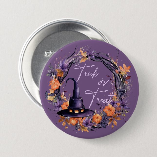 Trick or Treat Halloween Button (Vorne & Hinten)