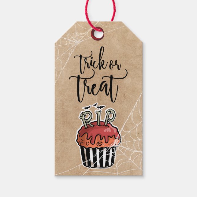 Trick or treat Halloween cupcake Geschenkanhänger (Vorderseite)