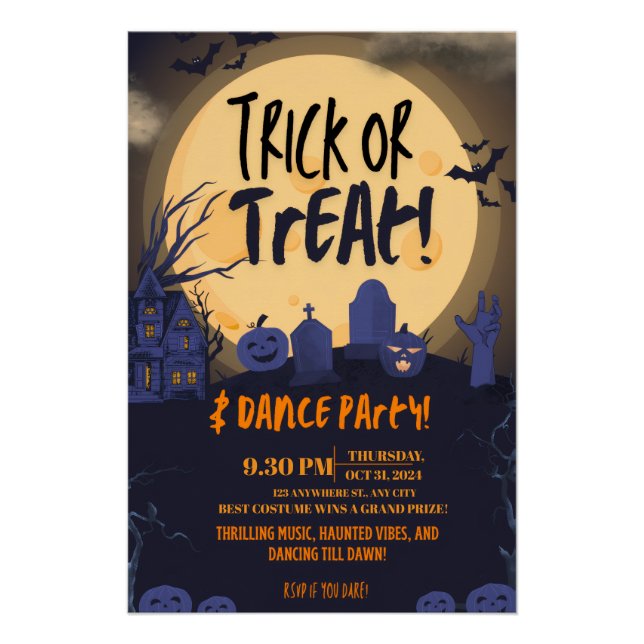 Trick or Treat Halloween Dance Party Invitation🎃 Poster (Vorderseite)