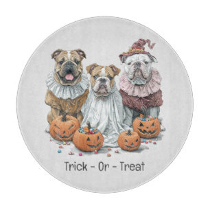 Trick or Treat Halloween English Bulldogs Pumpkin Schneidebrett