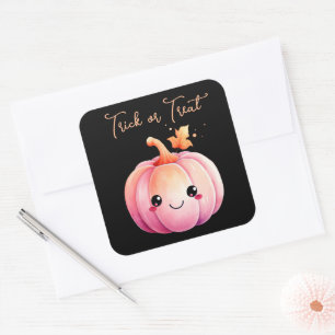 Trick or Treat Halloween Kawaii Pumpkin Quadratischer Aufkleber