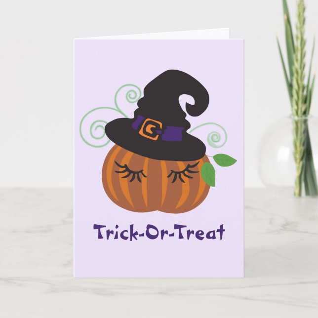 Trick or Treat Halloween Pumpkin Hexenhut Karte (Vorderseite)