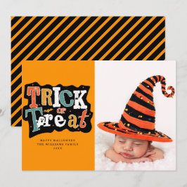 Trick or Treat Happy Halloween Foto Karte