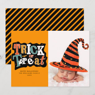 Trick or Treat Happy Halloween Foto Karte