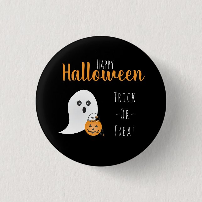 Trick or Treat Happy Halloween Ghost Spooky Button (Vorderseite)