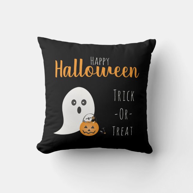 Trick or Treat Happy Halloween Ghost Spooky Kissen (Vorderseite)