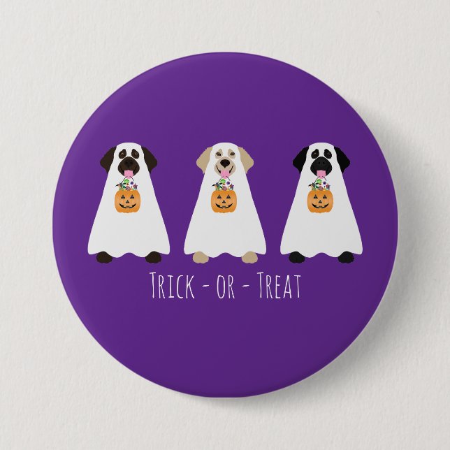 Trick or Treat Labrador Retriever Ghost Hunde Button (Vorderseite)