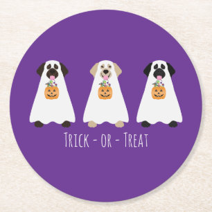 Trick or Treat Labrador Retriever Ghost Hunde Runder Pappuntersetzer