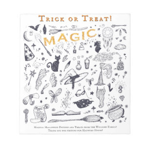 Trick or Treat Magie Halloween-Gunst-Beigabe-Malvo Notizblock