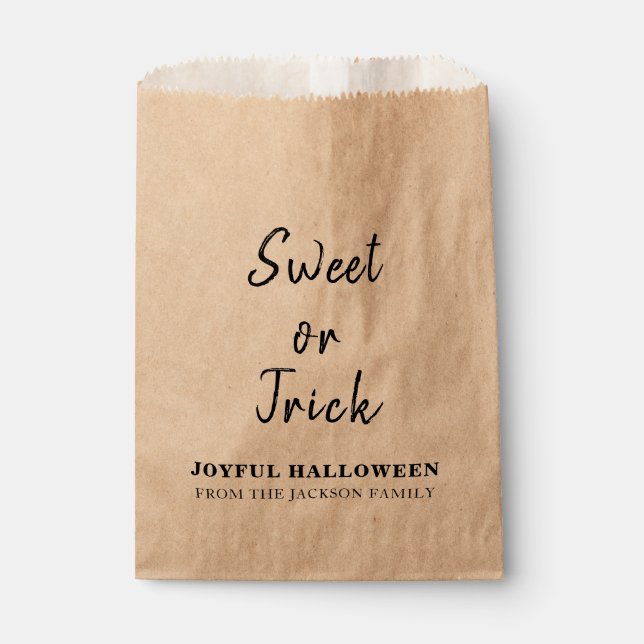 Trick or Treat Modern Rustic Kraft Halloween  Geschenktütchen (Vorderseite)