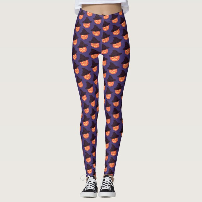 "Trick or Treat" Modernes Drehbuch Halloween Napki Leggings (Vorderseite)