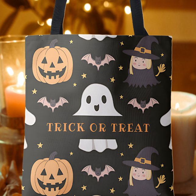 Trick or Treat Niedlich Ghost Pumpkin Hexe Hallowe Tasche (Von Creator hochgeladen)
