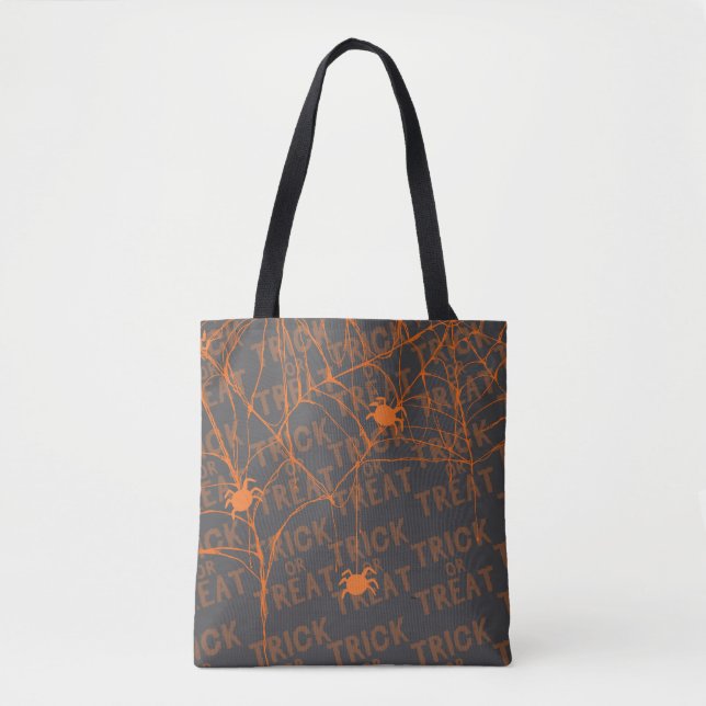 Trick or Treat Spider Black Tote Tasche (Vorderseite)