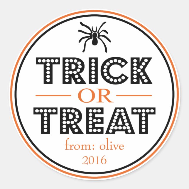 Trick or Treat Spider (schwarz / orange) Runder Aufkleber (Vorderseite)