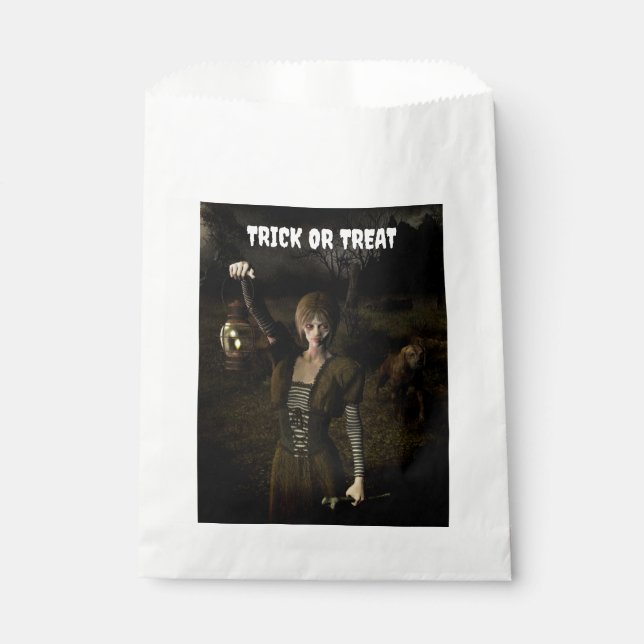 Trick or Treat. Thin female carrying lamp Geschenktütchen (Vorderseite)