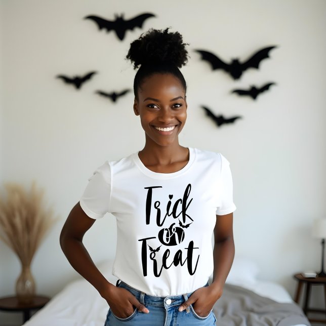 Trick or Treat Typographic Brush Script Pumpkin Tri-Blend Shirt (Trick Or Treat Typographic Brush Script Pumpkin Tri-Blend Shirt)
