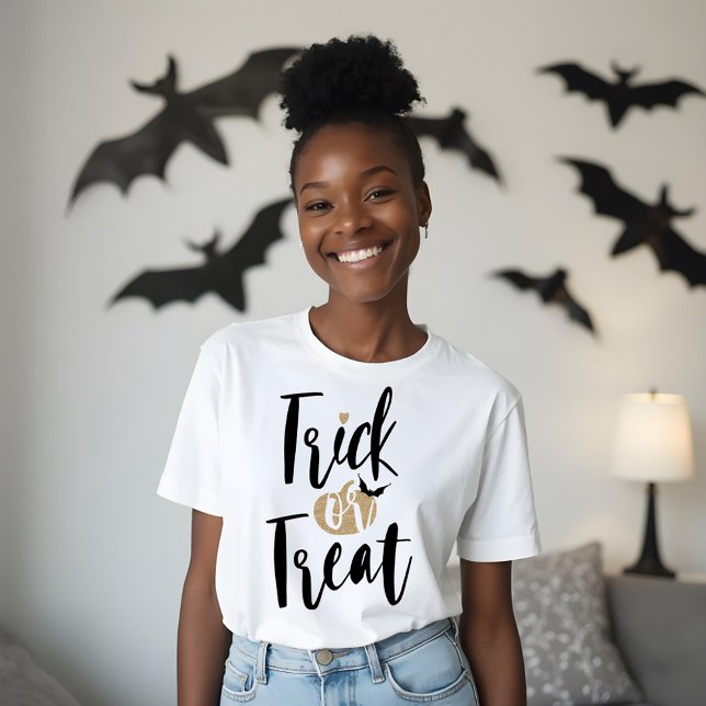 Trick or Treat Typographic Brush Script Pumpkin Tri-Blend Shirt (Trick Or Treat Typographic Brush Script Pumpkin Tri-Blend Shirt)