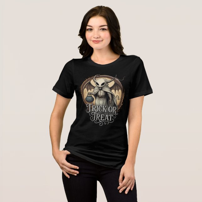 Trick or Treat Winged Demon Design Tri-Blend Shirt (Vorderseite voll)