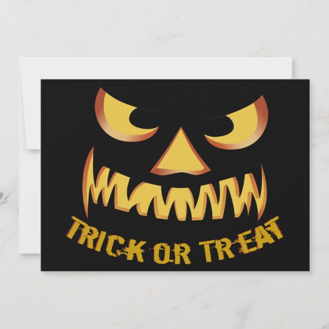 Trick or Treat with Pumpkin Face Einladung (Vorderseite)