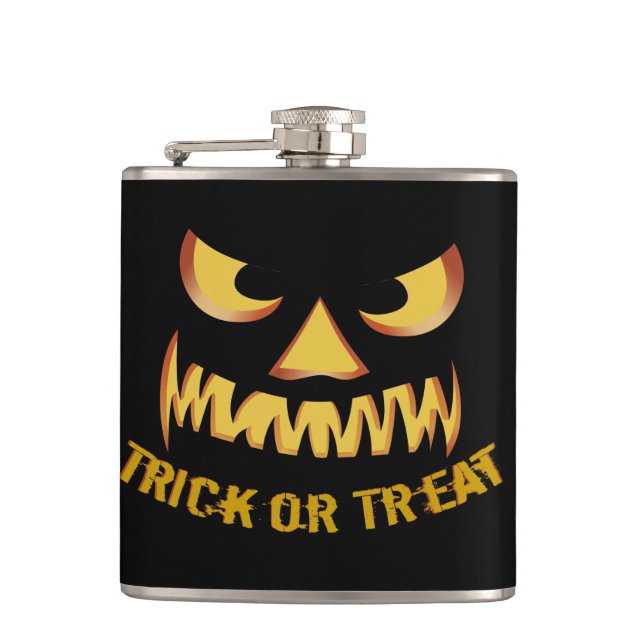Trick or Treat with Pumpkin Face Flachmann (Vorderseite)