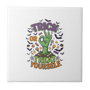 Trick Or Treat Yourself Zombie-Hand Halloween-Süßi Fliese