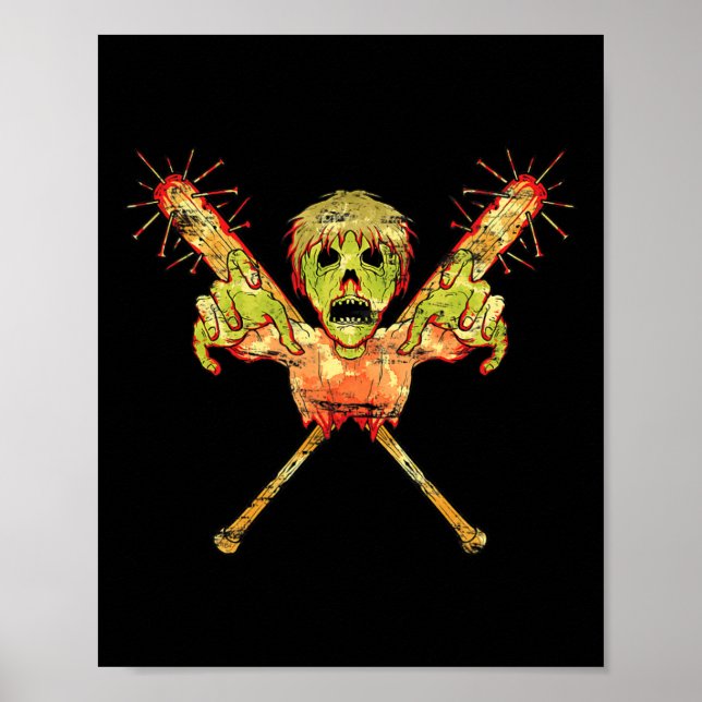 Trick or Treat Zombie Geschenk Beängstigendes Hall Poster (Vorne)