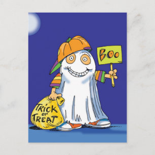 Trick-or-Treating Ghost - Halloween-Postkarte Postkarte