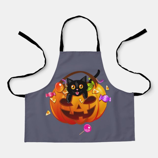 Trick-or-Treating Halloween-Party Cat Schürze (Vorderseite)