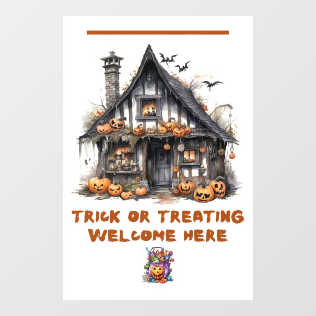 "Trick or Treating Welcome Here" Banner Fensteraufkleber (Blatt)