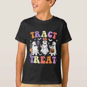 Trick or Treatment Nurse Funny Ghost Women Hallowa T-Shirt
