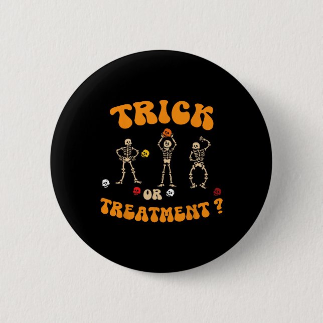 Trick or Treatment Physical Therapy Skeleton Pt Ha Button (Vorderseite)