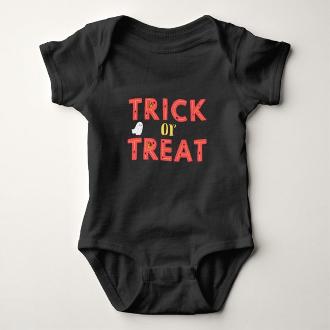 Trick or Tree Baby Bodysuit Black Strampler (Vorderseite)