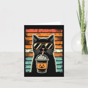 Trick or Tree Black Cat Hipster Funny Halloween B Karte