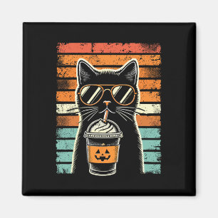 Trick or Tree Black Cat Hipster Funny Halloween B Magnet