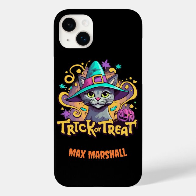 Trick or Tree Cat - Nachtschwärmer Rosa Schwarz Case-Mate iPhone 14 Plus Hülle (Rückseite)