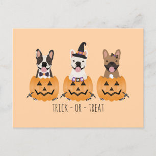 Trick or Tree French Bulldogs Pumpkin Postkarte