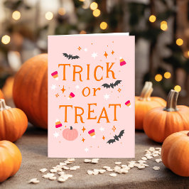 Trick or Tree Pink Halloween Grußkarte Dankeskarte