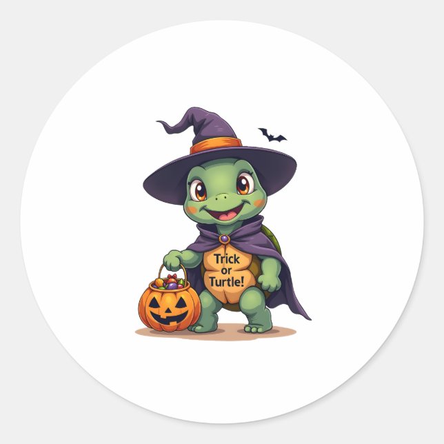 Trick-or-Turtle Runder Aufkleber (Vorderseite)