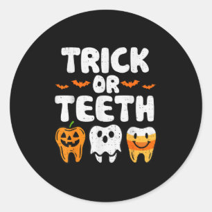 Trick or zange Halloween Funny Dental Dentist Men Runder Aufkleber
