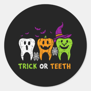 Trick or zeth Funny Dental Squad Halloween Dentis Runder Aufkleber