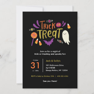 Trick ou traitement coloré Invitation de la fête d